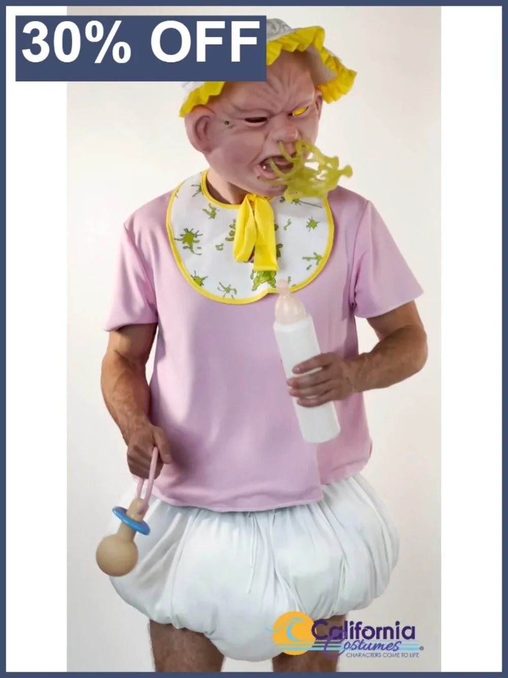 Adult Booger Baby Halloween Costume X-Large Reversible Top Mask Props